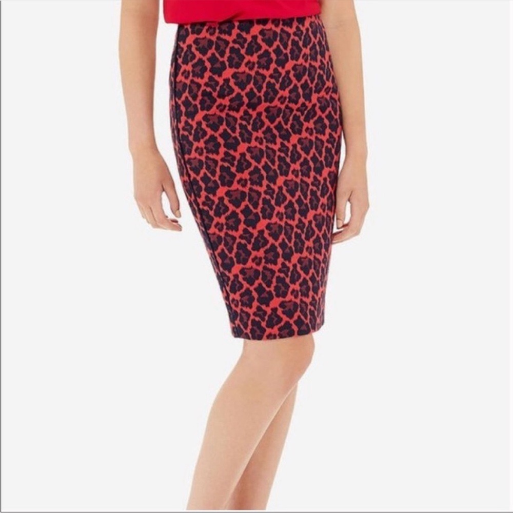 The Limited Red Black Leopard Print Pencil Skirt Size 4 NWT Animal Print Knee Lg